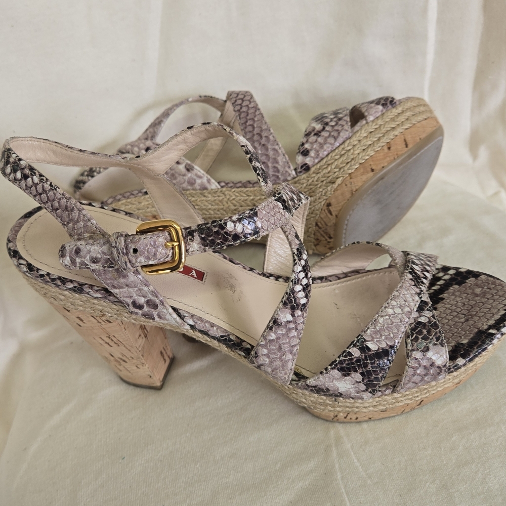Prada Sport Snakeskin Platform SandalsPrada Wedges like new.